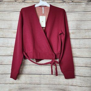 New With Tags Fabletics Mandy Side Tie Top Wrap Burgundy Athletic Women's Size M